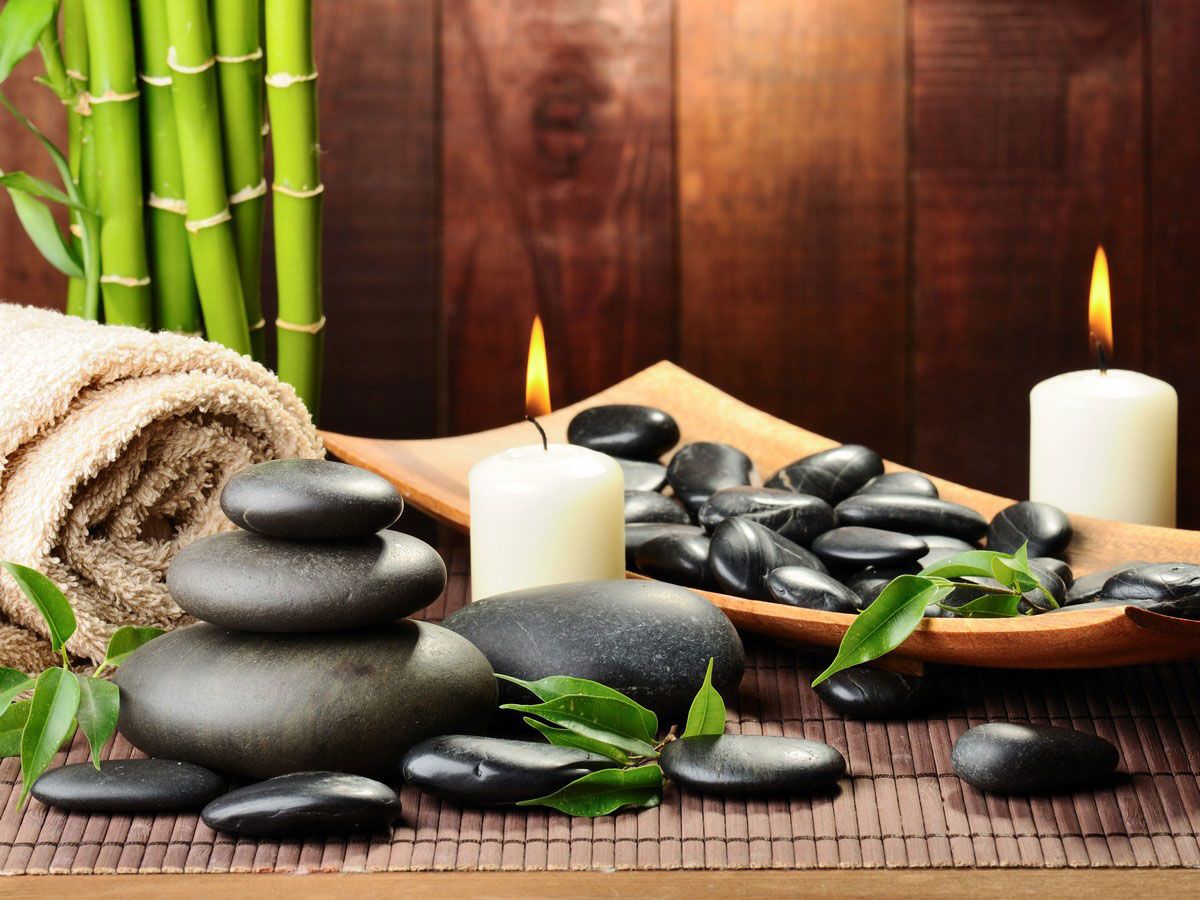 Happy, relaxed spa client