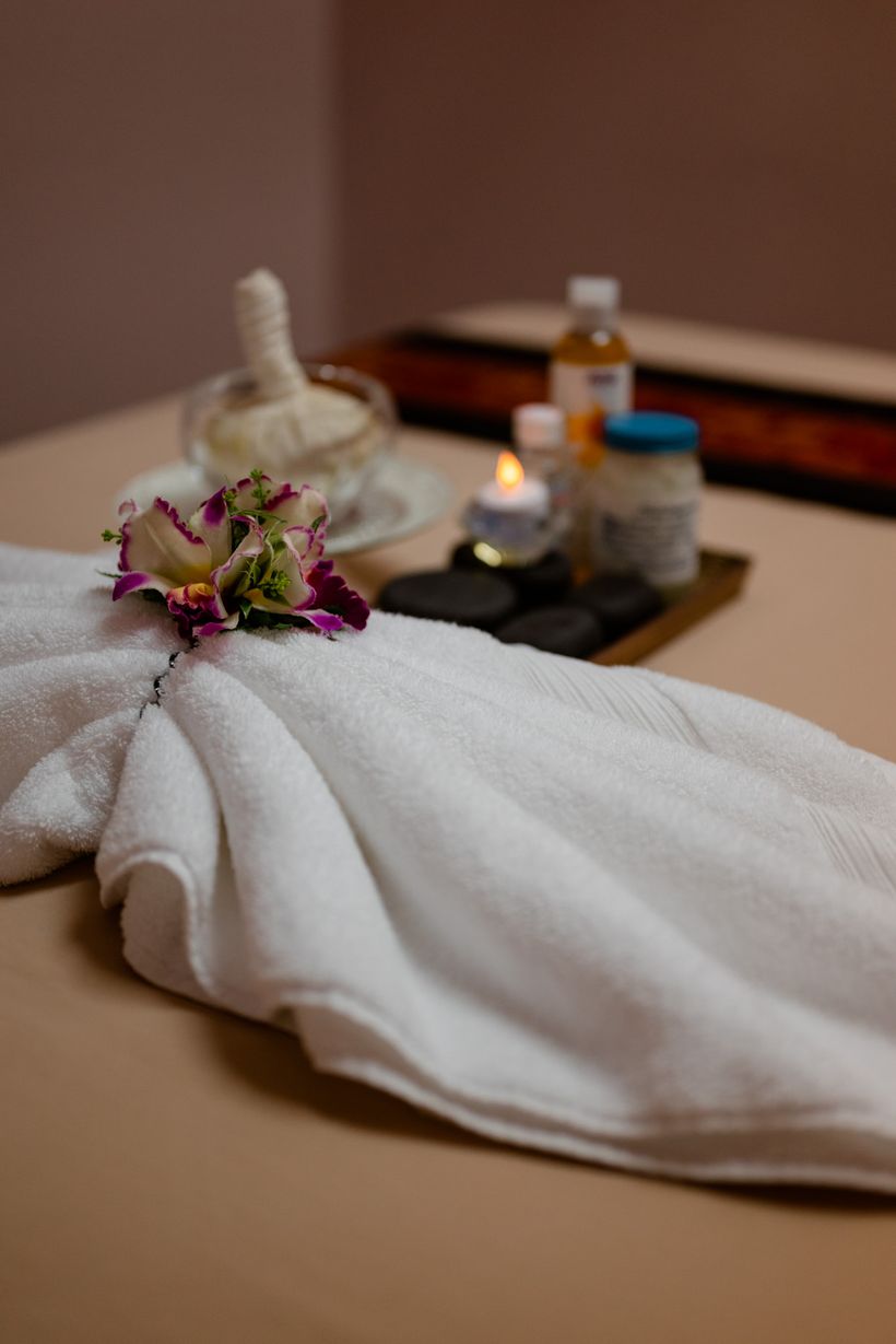 Towel art detail in a massage room at Magnolia Wellness Massage
